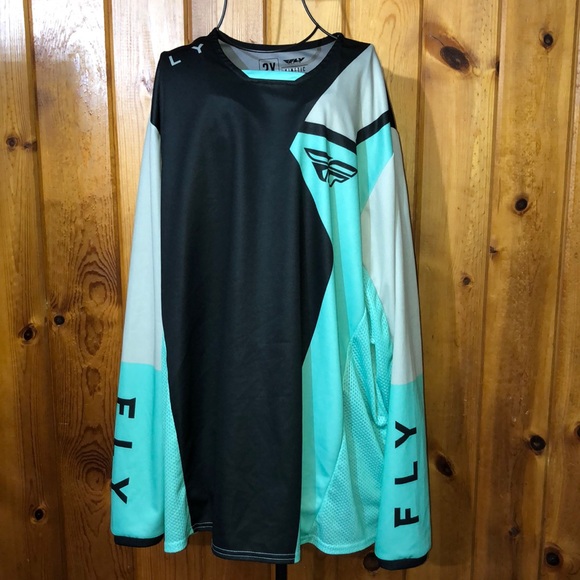 Fly racing kinetic 2X racing jersey turquoise blue long sleeve motocross outdoor - Picture 4 of 9